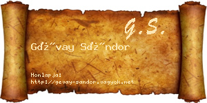 Gévay Sándor névjegykártya
